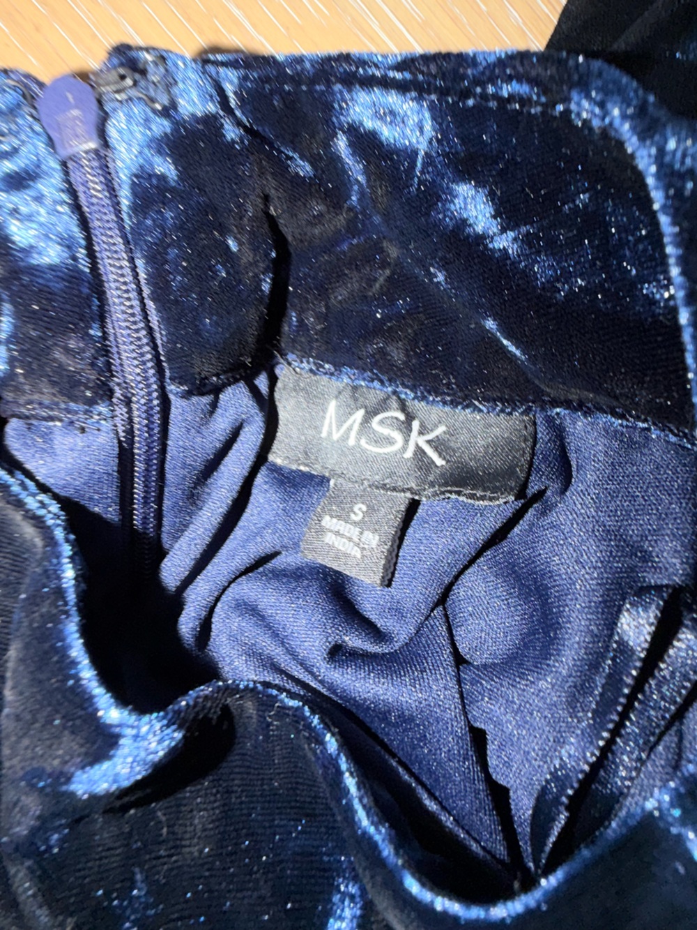 MSK Navy Blue Crushed Velvet Midi Dress - Picture 9 of 9